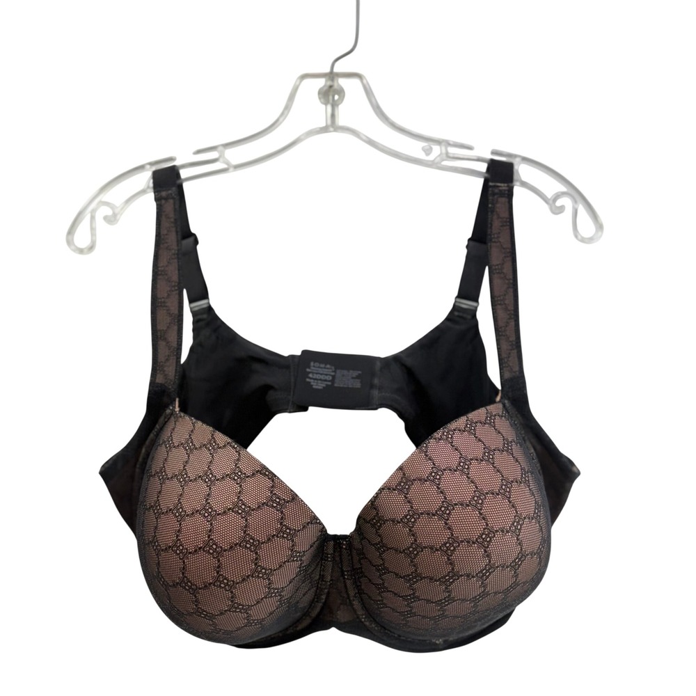 Soma Stunning‎ Support Geo Lace Full Coverage Bra Black Nude 42DDD 032201